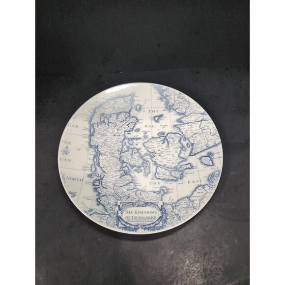 Bygdo Danmark Blue White Plate, 9.75", The Kingdome Of Denmarke, Vintage Ceramic - Picture 1 of 6